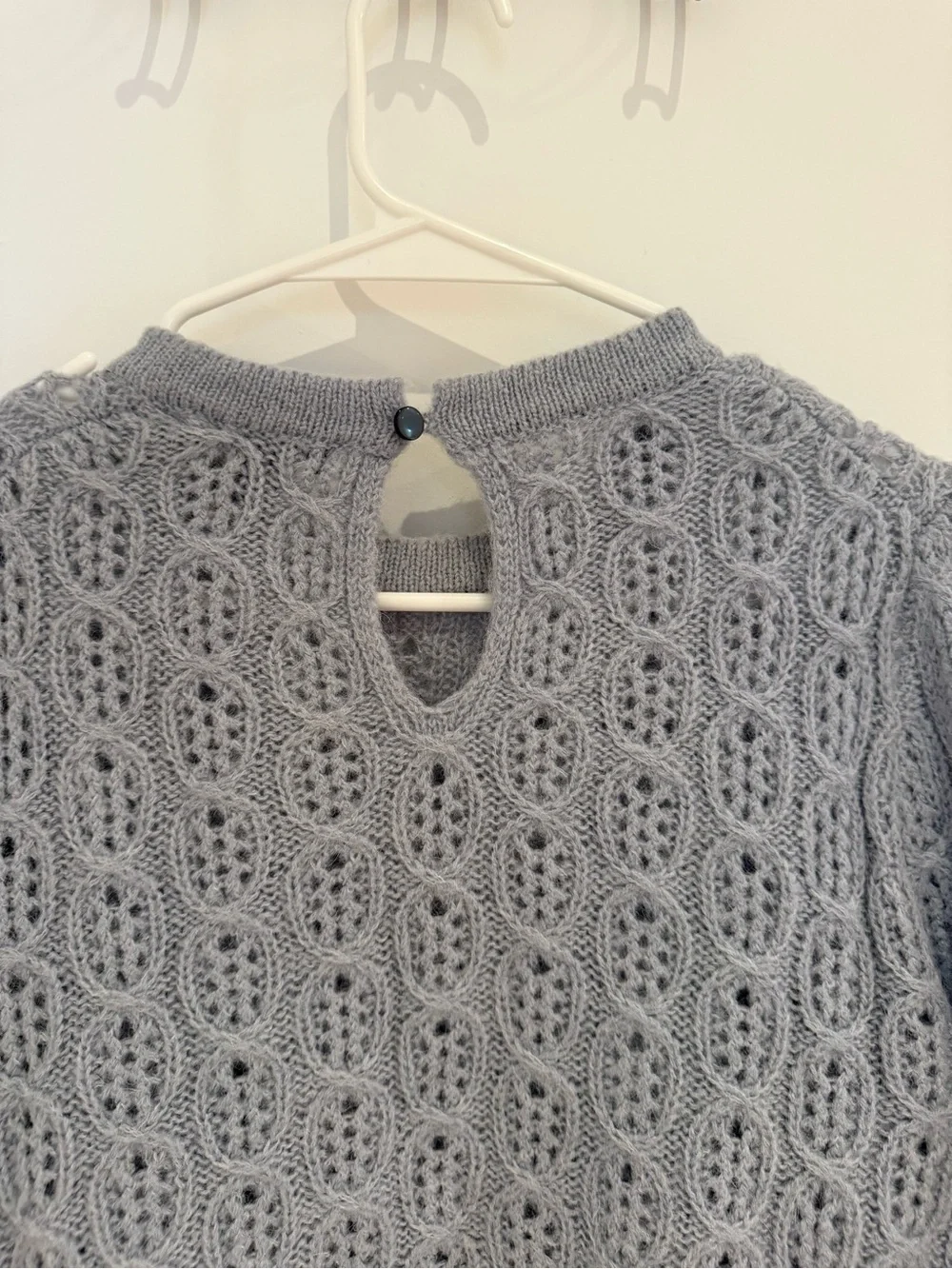 J. Crew Light Gray Cable Knit Crewneck Sweater
